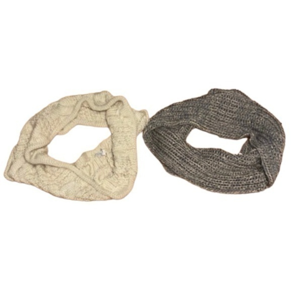 Urban Outfitters 2 knitted infinity scarves cream and gray